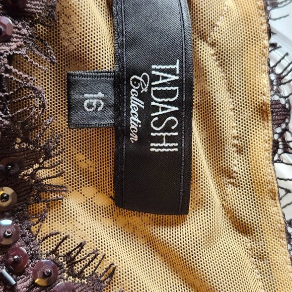 Tadashi Collection Formal Brown Dress with Bead Detail at top front and back - Picture 4 of 4